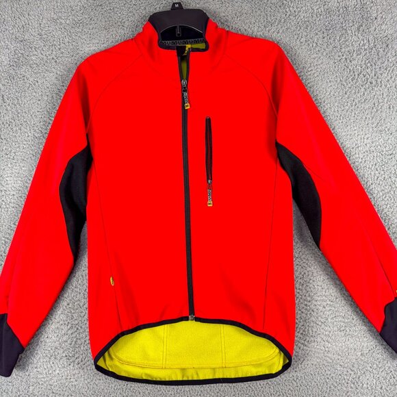 Mavic Cycling Jacket Mens Medium Red Black Thermo Lined Bicycle Road Race Bike - Picture 1 of 16